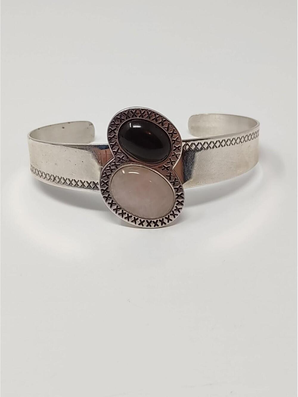 Jay King DTR 925 Rose Quartz Smoky Quartz Cuff Bracelet